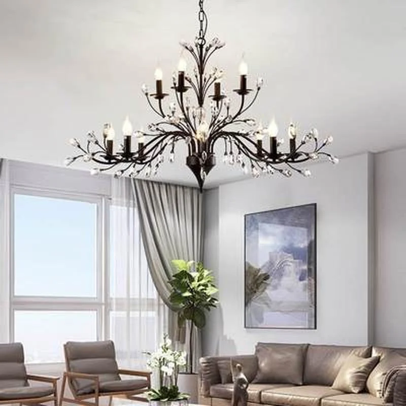 Современная роскошная дизайнерская Хрустальная черная железная светодиодная