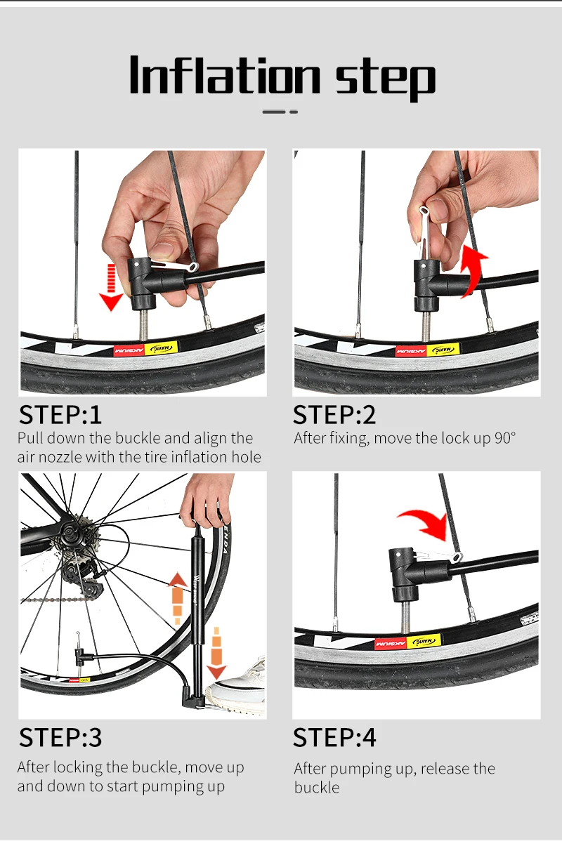 

High Pressure Bicycle Pump Bike Inflator Aluminum Alloy American and French Mouth MTB Road Bike inflador bicicleta Cycling Pump
