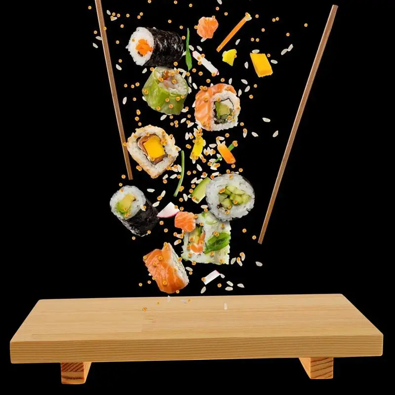 

Японская деревянная искусственная прямоугольная кухня, искусственные блюда для суши, поднос для сервировки еды, посуда, украшение