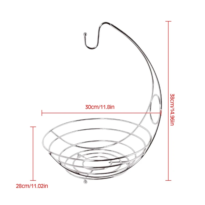 

2 in 1 Creative Lovely Chrome Banana Hanger Fruit Bowl Tree Holder Storage Basket Stand Hook