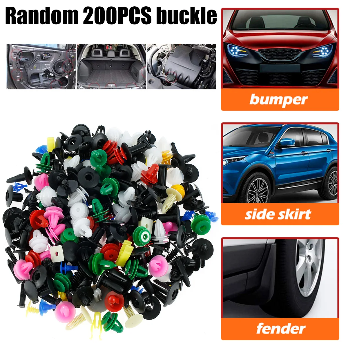 

200pcs Automotive Plastic Rivet Car Fender Bumper Interior Trim Push Pin Clips Kit Car Accessories