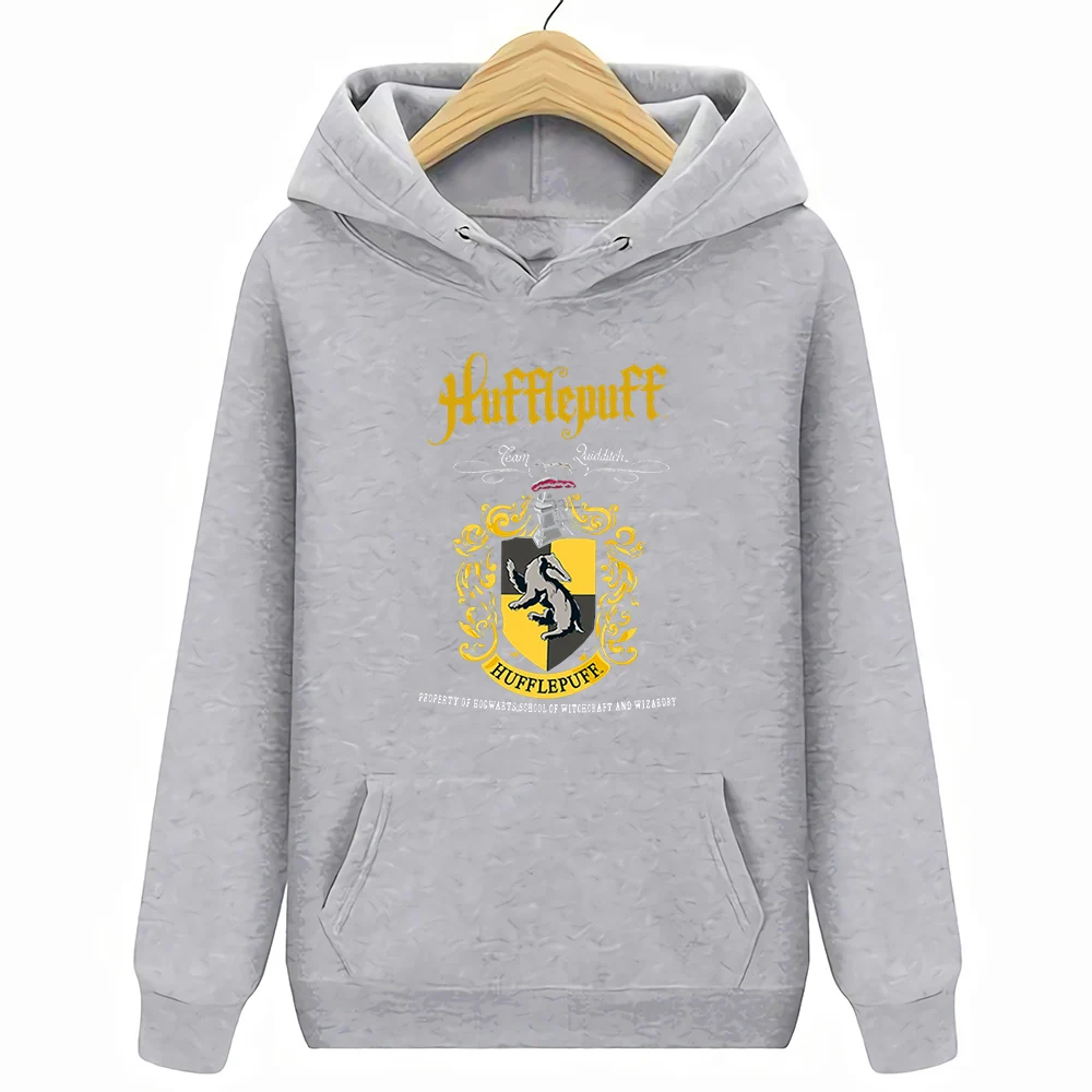 Серый Hufflepuff Квиддич команда гребень Официальный мужские черные толстовки Размер S-3XL - Цвет: Серый
