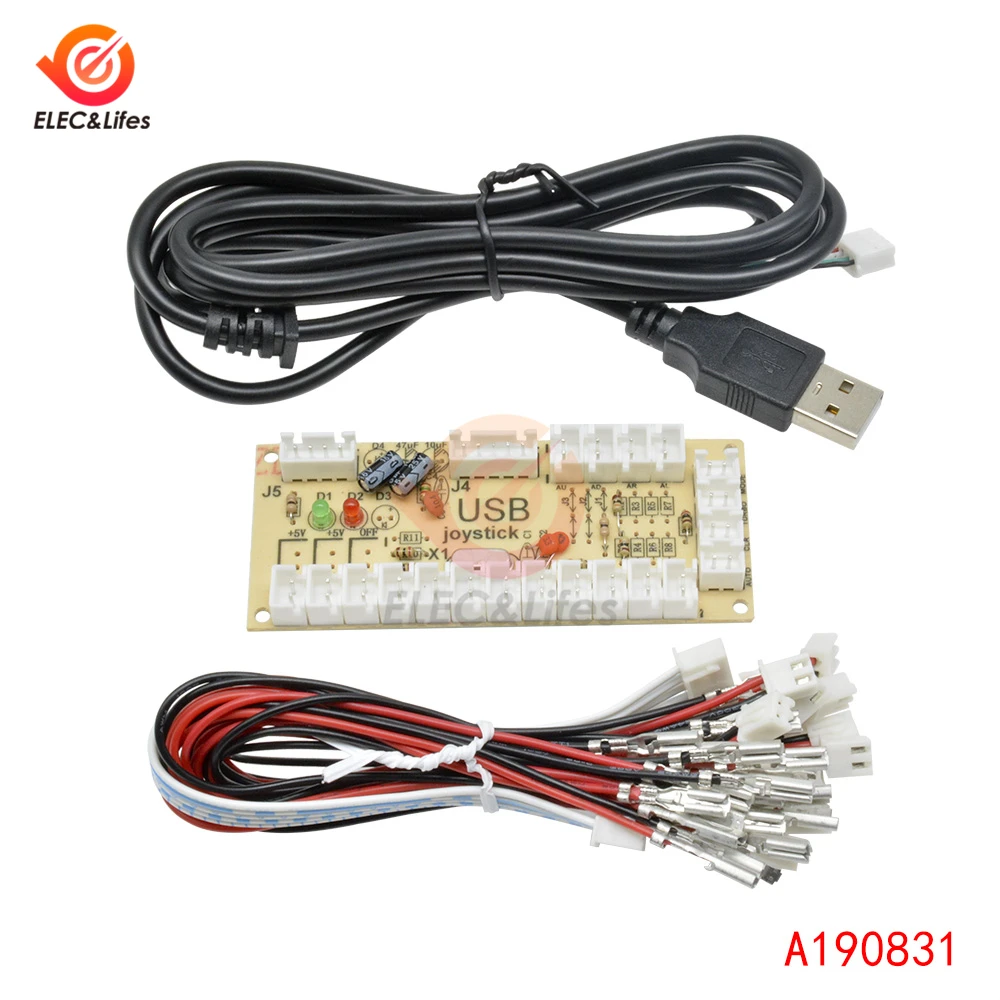 DIY Нулевая задержка аркадная USB энкодер ПК к джойстику Аркада рокер плата управления модуль для MAME 2Pin с кабелем кнопка