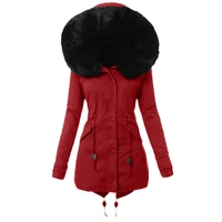 2021 womens cotton padded jacket slim fit fur collar hooded swallowtail padded jackets for women
