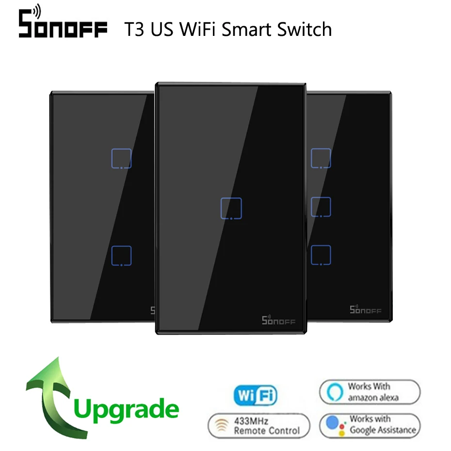 Беспроводной настенный высветильник ель Sonoff T3 RF433 с Wi Fi и управлением через