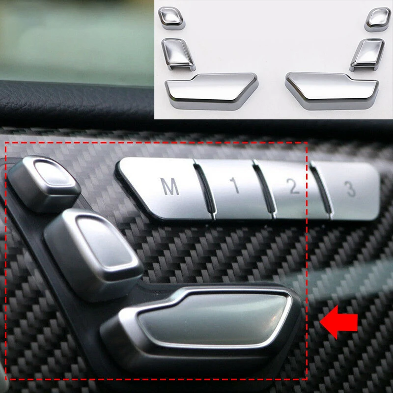 

ABS plastic Seat button cover Frame Interior Sticker Silver Decorative