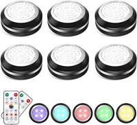 6pcs led cabinet light dc 4 5v rgb 3800 4000k 4 modes touch round wardrobe lamp with 2pcs remote controller for bedroom kitchen