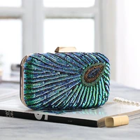 woman beaded evening bag bag for women 2021 blue peacock shaped square dinner bag banquet dress clutch party purse shoulder bags