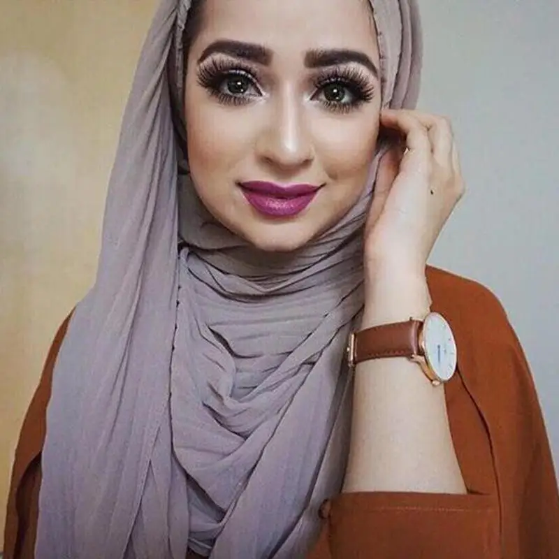

ramadan Chiffon Islamic Hijabs Muslim Women Islam Wrinkle Hoofddoek Pleated Musulman Headscarf Turban hijab and Wrap Headband