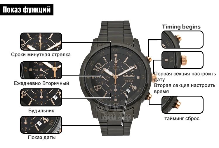 Seiko часы для мужчин люксовый бренд водонепроницаемые спортивные наручные часы солнечные часы хронограф кварцевые часы для мужчин s часы Relogio Masculino