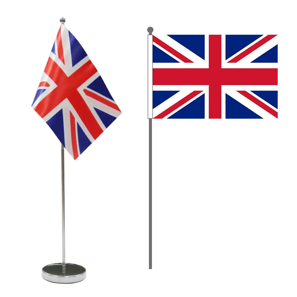 

Britain Table Flag 9" x 6" Desktop Desk Flag Table Display with Telescopic Sticks & Bases Table Flag Flagpole Set for Decoration