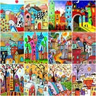 Набор для раскрашивания по номерам AZQSD, акриловый уникальный подарок сделай сам для дома, Раскрашивание по номерам на холсте, мультяшный ландшафт, современное настенное искусство