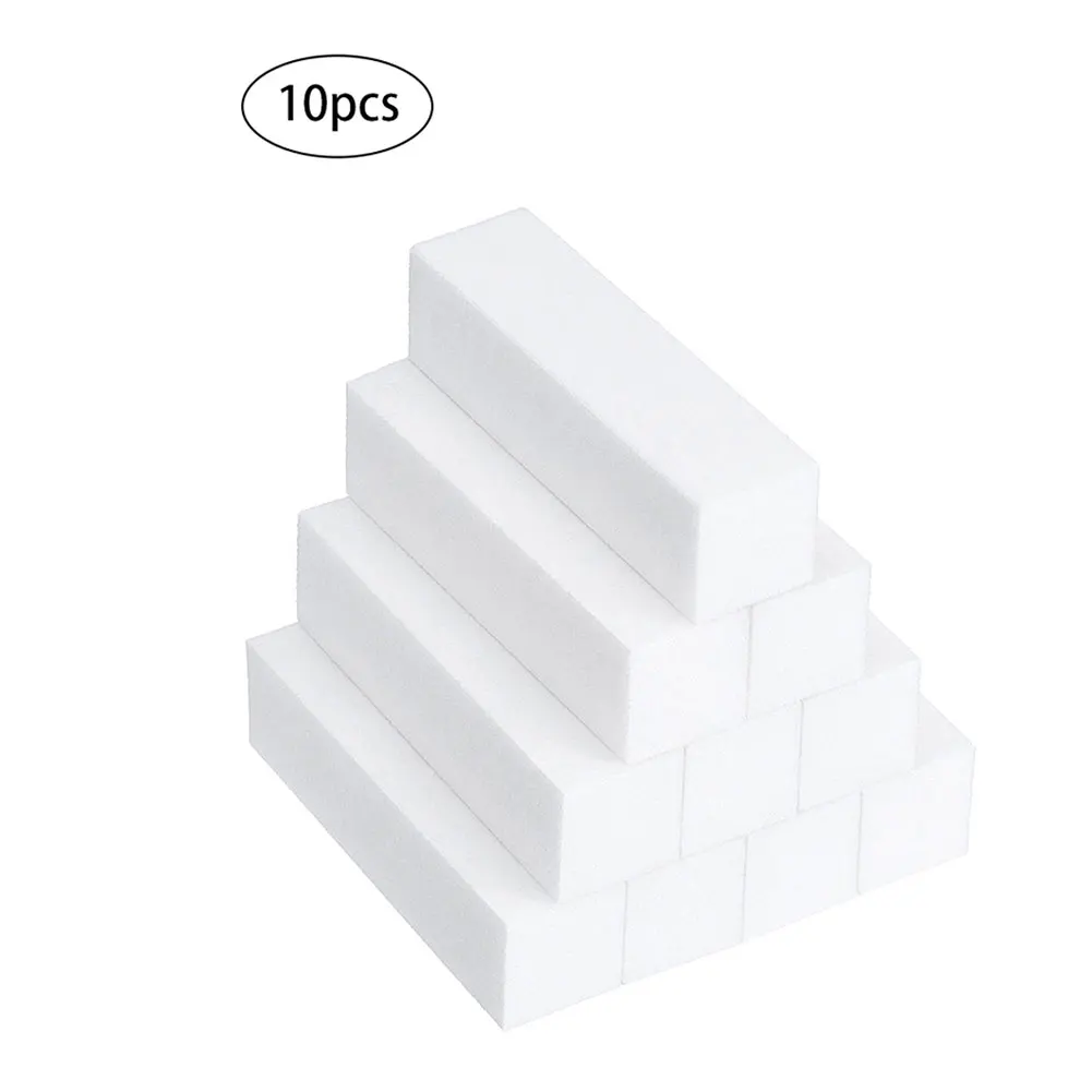 

10PCS White Nail Buffer Block 4 Way Sanding Block Files Sponge Nail File Professional Nail Polisher Manicure Tool For Salon