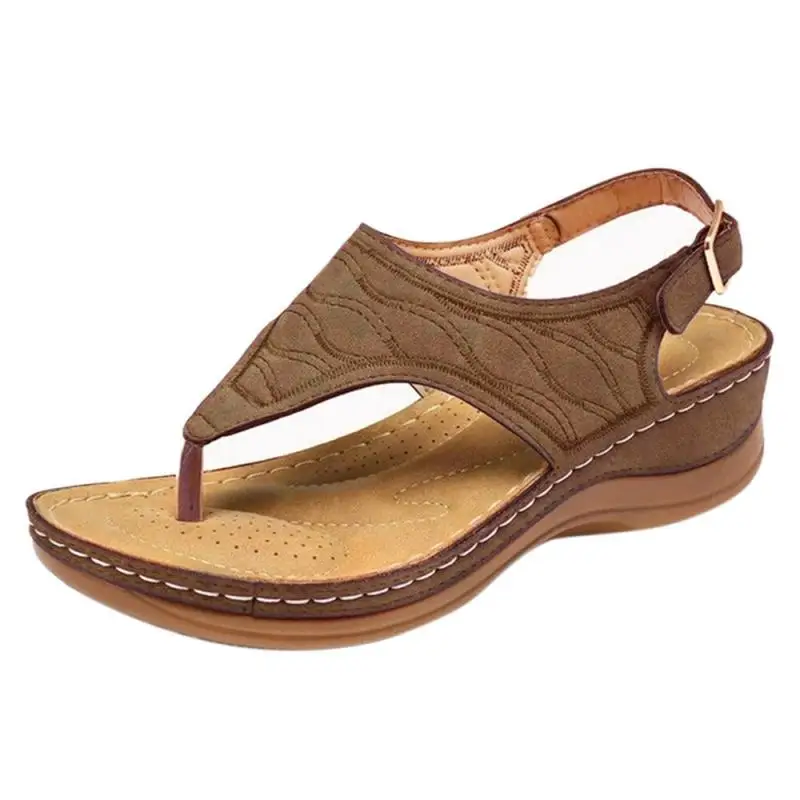 

New Flip Flops Women Slippers Rome Strap Ladies Wedges Sandals Solid Color Outdoor Back Strap Ladies Thong Women Shoes 2021