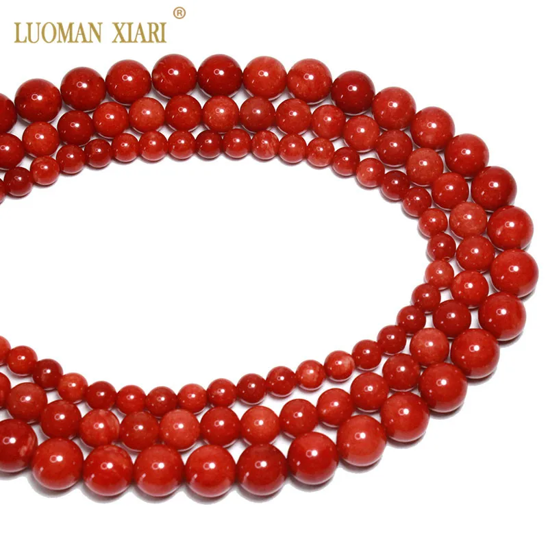 Оптовая Продажа AAA красный коралловый цвет камень круглый натуральный бусины для