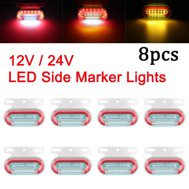 

8x 12V 12 LED Car Truck Side Marker Lights External Lights Signal Indicator Lamp Warning Tail Trailer Light 3 Modes