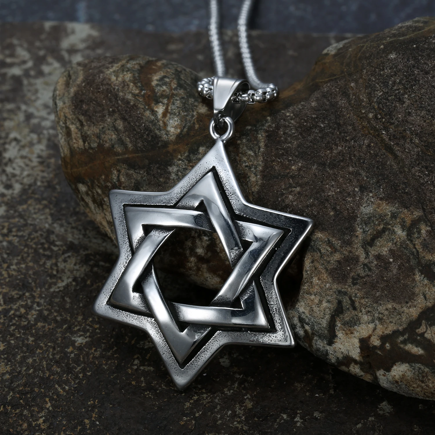 Античное серебряное ожерелье с подвеской Шестигранная звезда Давида подарок на