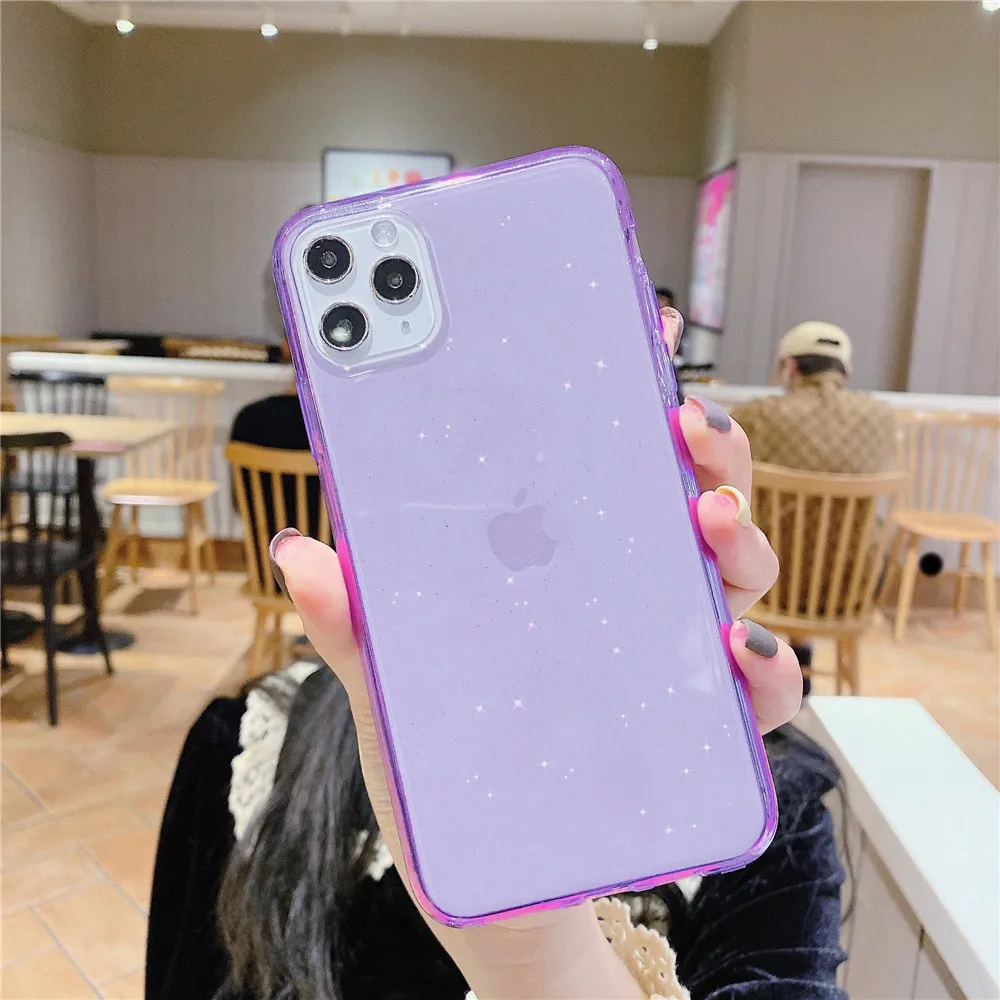 Яркий блестящий чехол ярких цветов для телефона iphone 6 6S 7 8 Plus X XR XS 11 Pro MAX Чистый