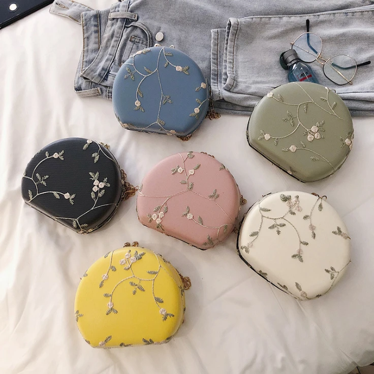 

Women Summer Beach Bag Fashion Floral Lace Shoulder Bag Leather Handbag with Bowknot 2020 New