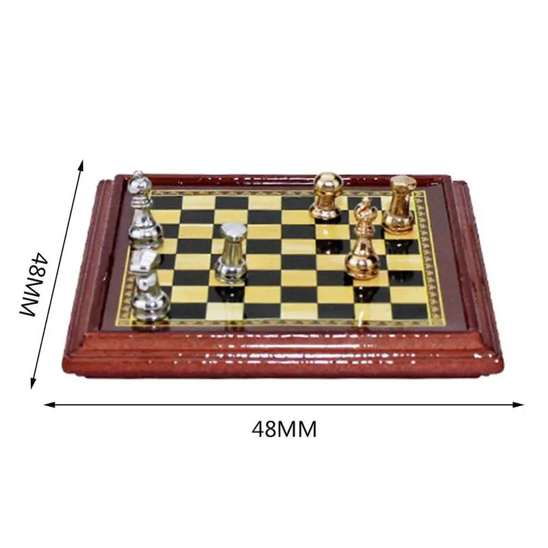 

1/12 Miniature Dollhouse Magnetic Chess Board Table Set Kids DIY Decor Toy Chess Set Chessboard Chess Board Game