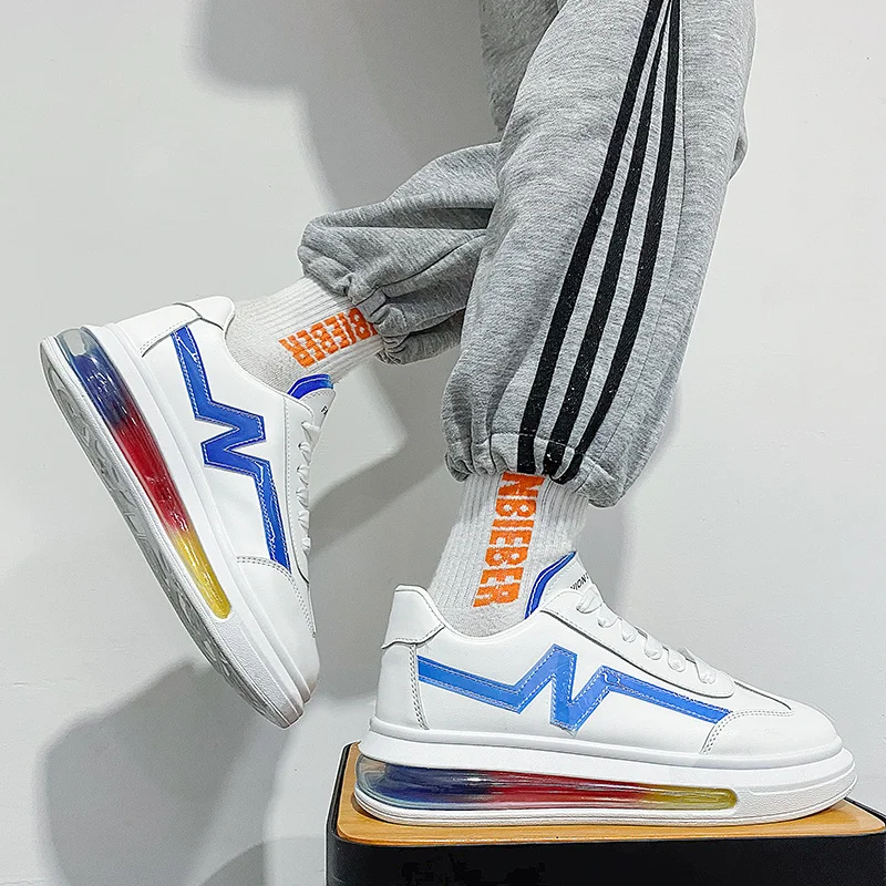 

Мужские кроссовки из ПУ кожи, на воздушной подушке, на шнуровке, повседневная спортивная обувь для бега, удобные прогулочные