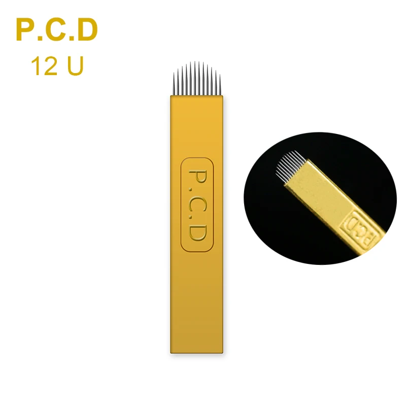 100 шт жесткие PCD 12/14/18/19 pin u образные микроблейдинг иглы для татуажа Перманентный