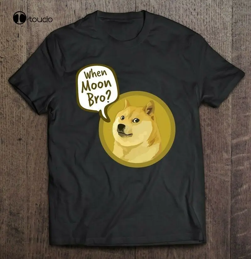 

Crypto Dogecoin Shirt Doge Coin When Moon Unisex Black T-Shirt S-3Xl Tee Shirt Custom Aldult Teen Unisex Fashion Funny New