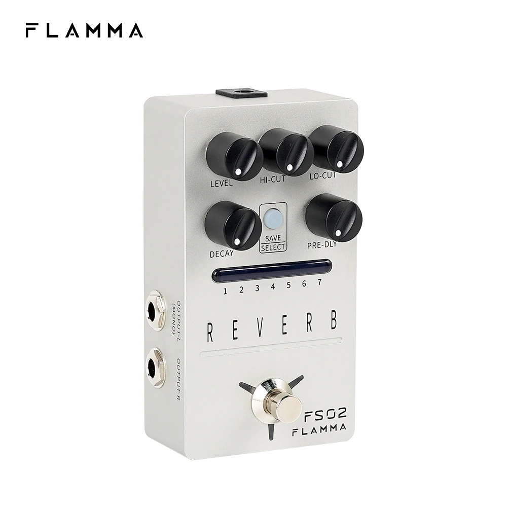 Pedal de Reverb para Guitarra Pedal de Efeitos Estéreo para Guitarra Elétrica com Mola Flamma Reverb True Bypass Fs02