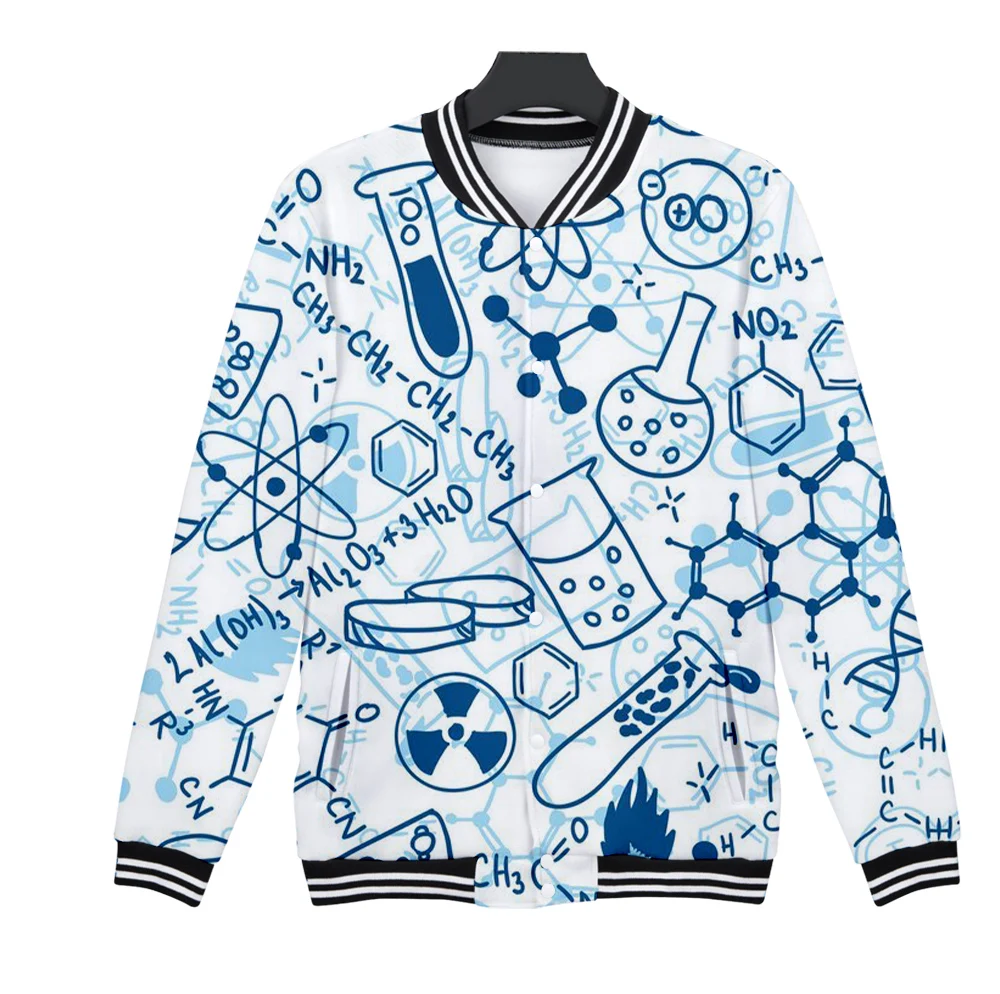 Школьная бейсбольная форма для научной формулы 3d пальто модная Мужская и Женская