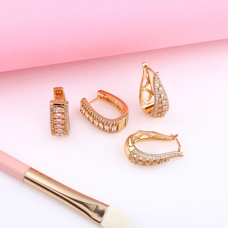 Модные Роскошные хрустальные полые серьги золотые с камнем ювелирные изделия из