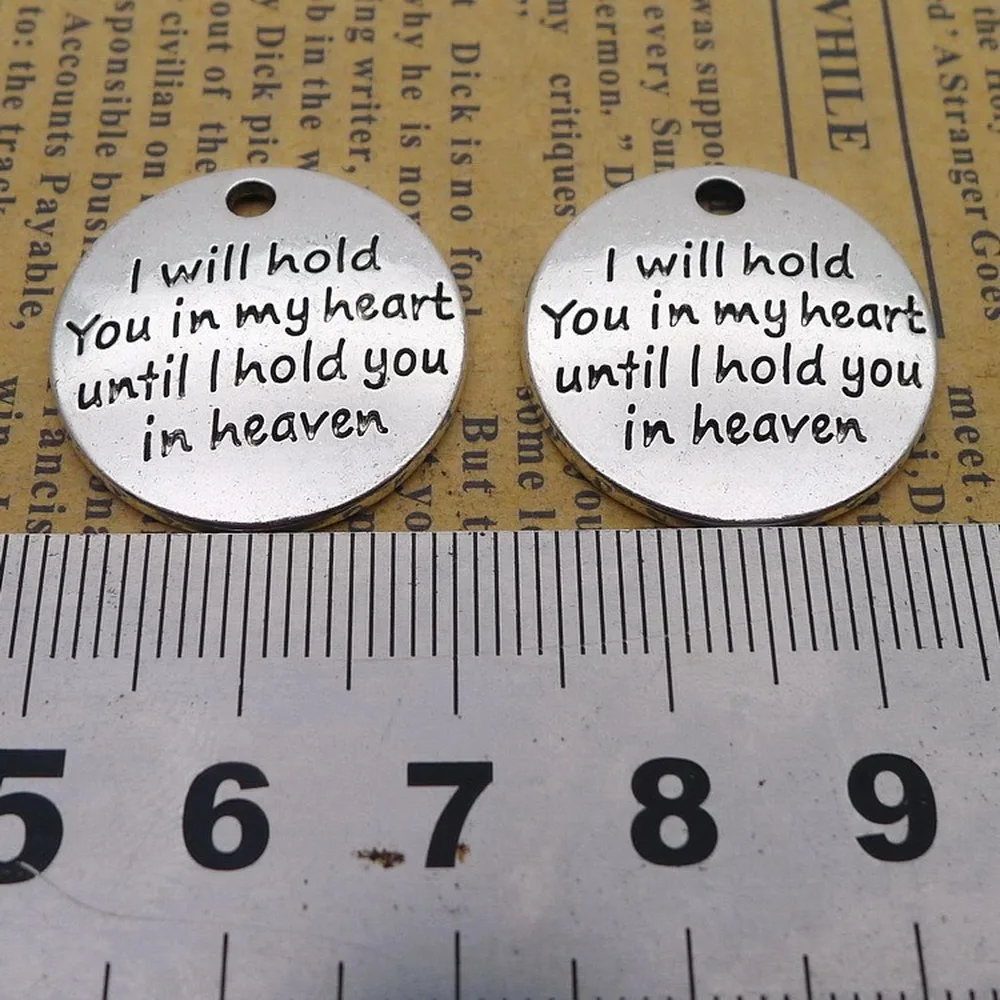 

80pcs Saying Charms i hold you 22mm x 22mm DIY Jewelry Making Pendant antique silver color