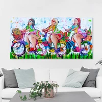 5d diy diamond painting fat lady ride on bicycle large cross stitch diamond embroidery mosaic full square round drill art home