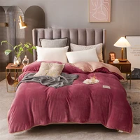 solid color crystal velvet duvet cover single queen king size pink gray quilt covers plush thicken warm pillowcase need order