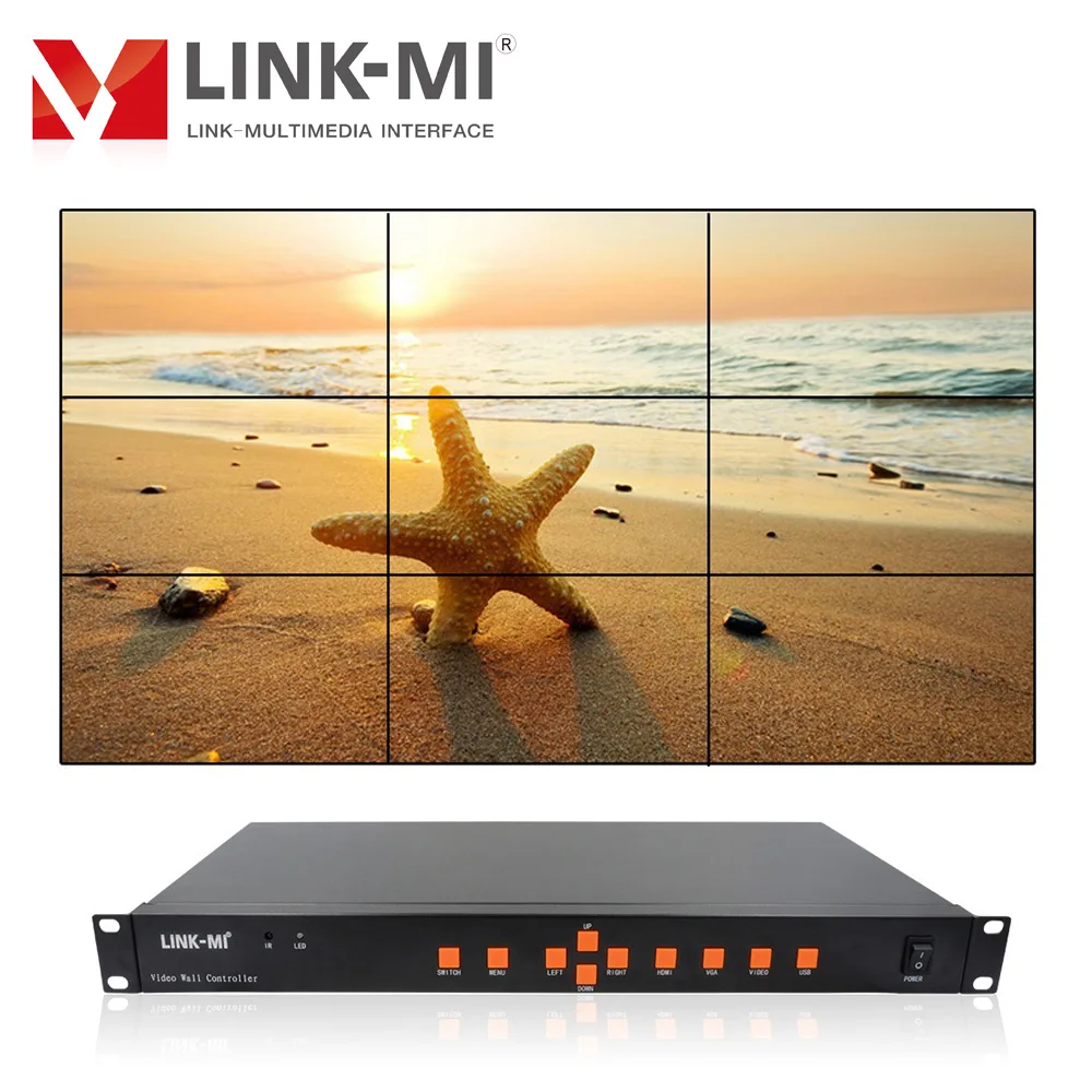 

Настенный видеоконтроллер LINK-MI 3x3 для 9 телевизоров, поддерживает 3x2 2x2, вращение на 180 градусов, HDMI, VGA, USB, AV входы для 9 сращивающихся экранов
