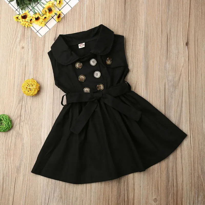 1-6Years Fashion Shirt style dress For Toddler Kids Baby Girls Sleeveless turn-down Collar Dresses | Детская одежда и обувь