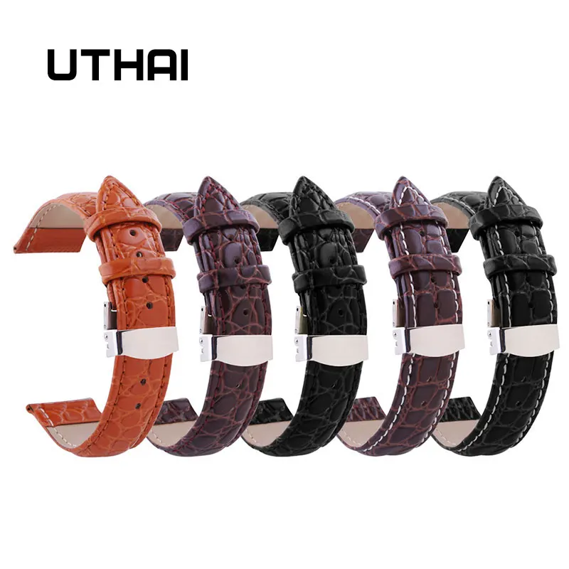 Ремешок для часов UTHAI B04, 18 мм, 19 мм, 20 мм, 21 мм, 22 мм, 24 мм, телячья кожа, ремешок для часов из крокодиловой кожи, ремешок для часов Tissot Seiko