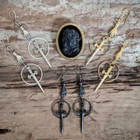 spookysword earringssilver platedgoldgoth jewelry witchyodditiesblackgothicgiftvictoriandramaticdagger