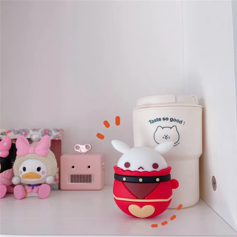 

Чехлы для наушников AirPods 1, 2 Pro, с рисунком Красного кролика, сердца