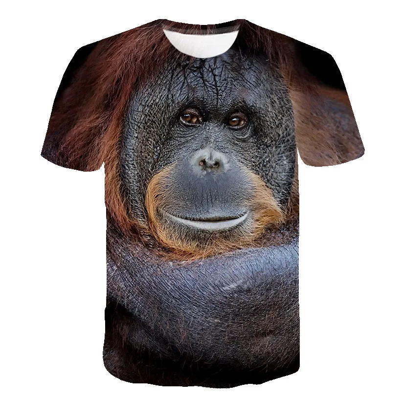 

Summer Fashion Orangutan Pattern 3D T-shirt Short Sleeve Men's Top Animal O Neck Hip Hop T shirt Boys Men's Clothing 2021