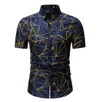 summer new fashion mens printed floral short sleeve shirt male slim fit social business dress shirts brand for soft comfortable