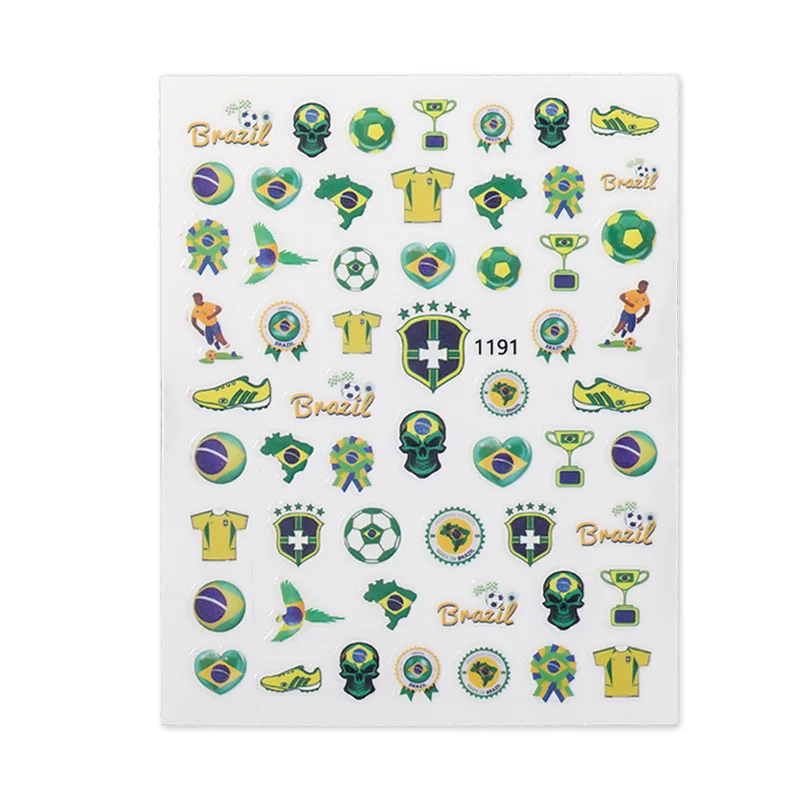 

1pc Nail Art Sticker Sports Football World Cup Flag Football Event Slider Watermark Professional Nail Art Supplies Nail Art Tool