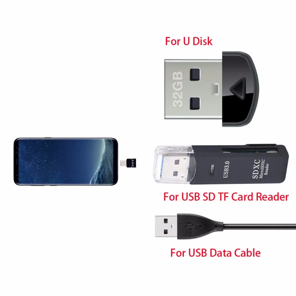 USB-адаптер с разъемом Type C на USB OTG для флеш-накопителя картридер кабель S8 Note 8 G6