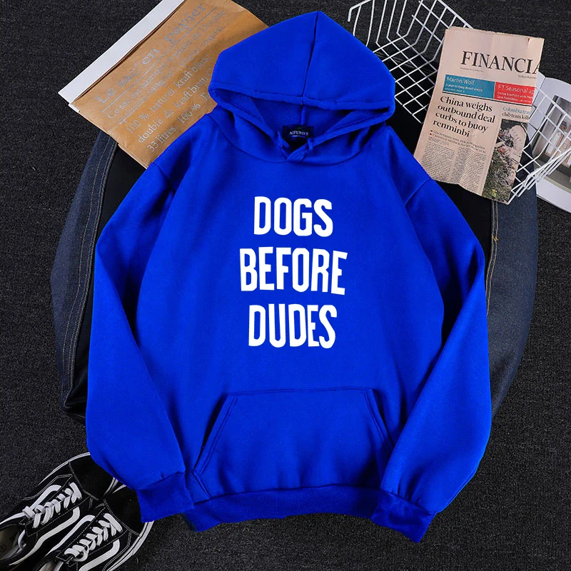 Plus Size Women Harajuku Hooded Sweatshirt Street Clothing 2019 New Autumn Long Sleeve Thicken Dogs Before Dudes Letters Print | Женская