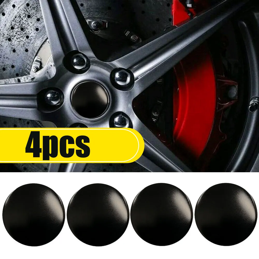 

4Pcs Black Wheel Center Hub Cap Auto Sticker Decal Decor 2.2" DOME SHAPE Protection Decor For Auto Car Replacement Useful