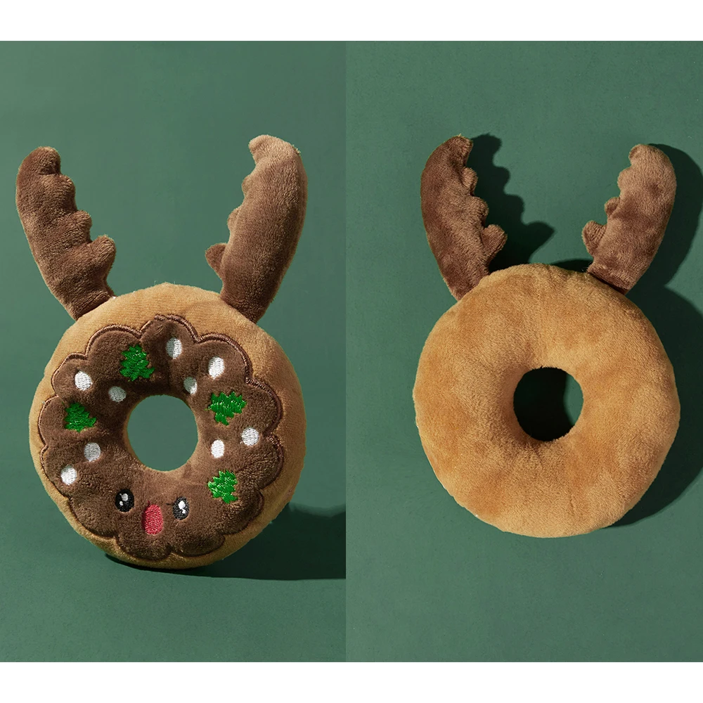 Рождественская тема многоцветная игрушка в форме пончика кошка и собака с