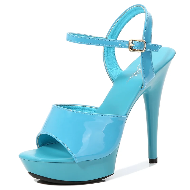 Heel 13cm Модельные босоножки на высоком тонком каблуке 13-17 см, пикантные черные летние туфли на платформе и высоком каблуке - Цвет: Heel 13cm