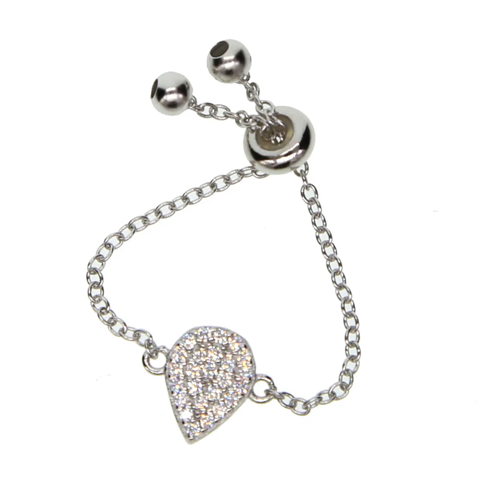 Элегантный серебристый цвет воды с капелькой слезинкой CZ регулировки тонкая