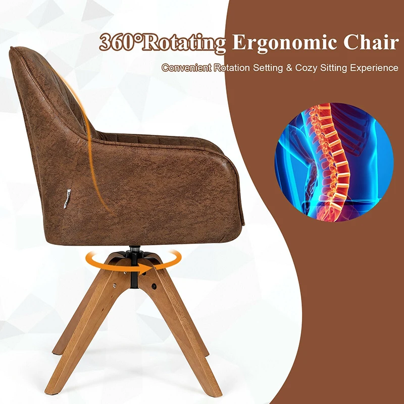 

Mid Century 360 Swivel Hot-Stamping Cloth Swivel Accent Chair Durable Solid Beech Wood Legs Multifunctional Living Room Chairs