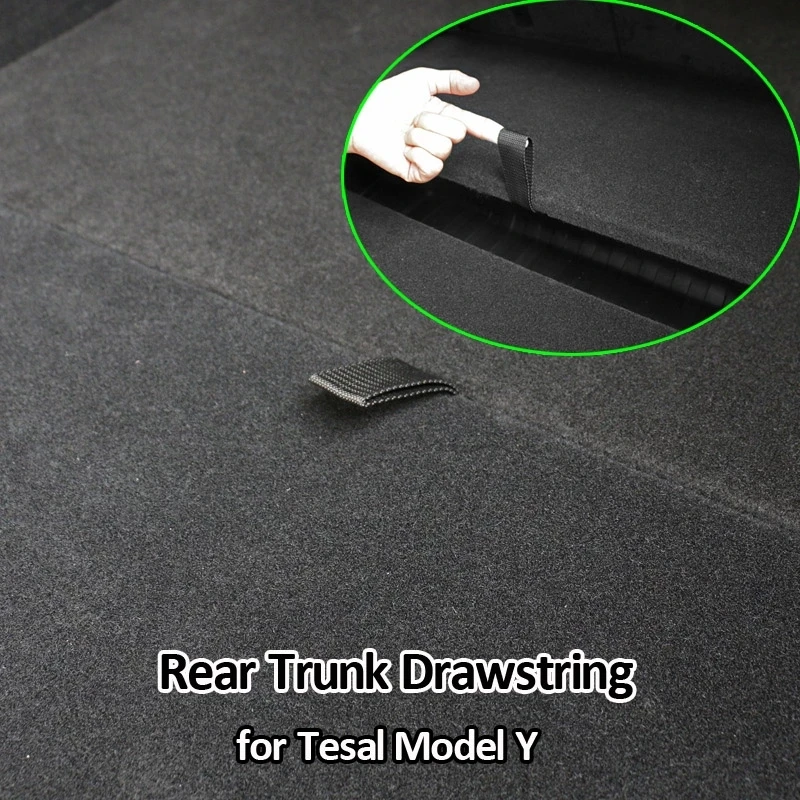 

For Tesla Model Y Rear Trunk Rope DrawString Open Tail Box Cover Handle Pull Straps Car Accessories ModelY Practical Gadgets