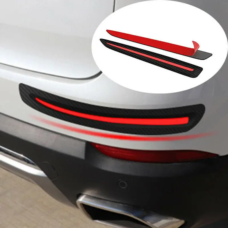 

1 Pair Universal Car Front Rear Bumper Sticker Bumper Strips Carbon Fiber Pattern Anti-scratch Easy To Clean Rubber Decor Strips